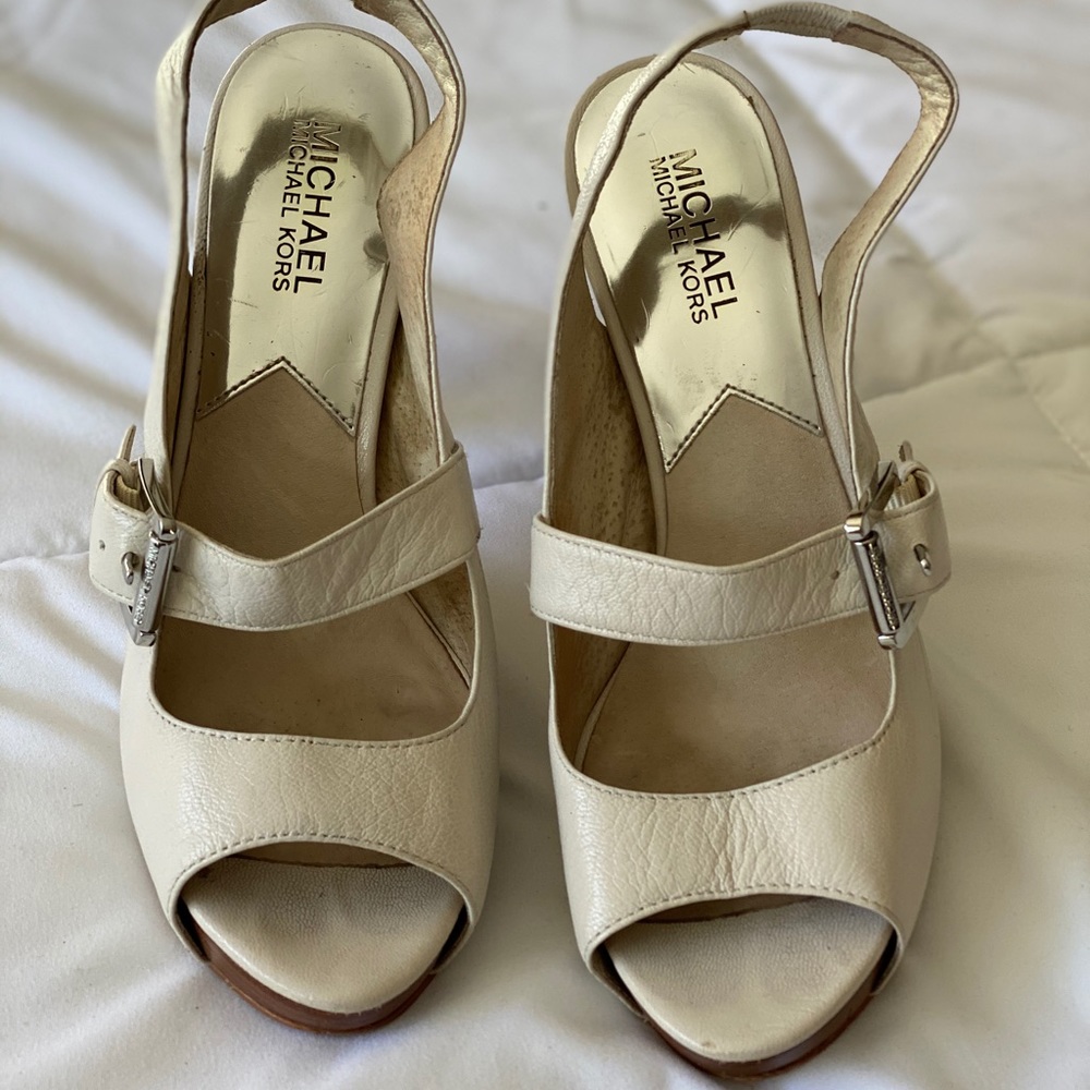 Michael Kors Strappy Heels Size 7 off-white